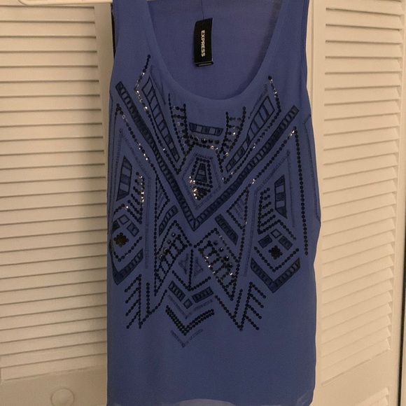 NWT express sleeveless top, M, blue/Lilac color with black embellishments - Picture 1 of 4